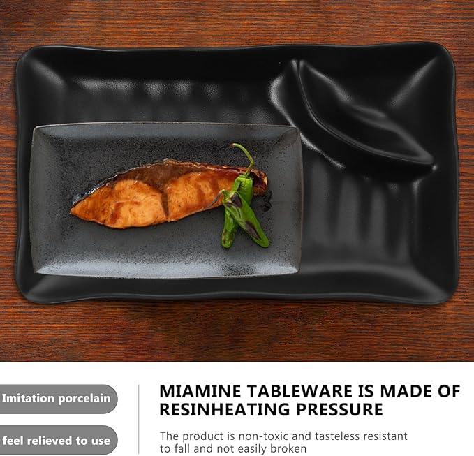 Kichvoe Japanese Sushi Dish 7.59X4.52 Inch Dumpling Plate with Vinegar Sauce Compartment Practical Dining Plate for Home Restaurant Buffet