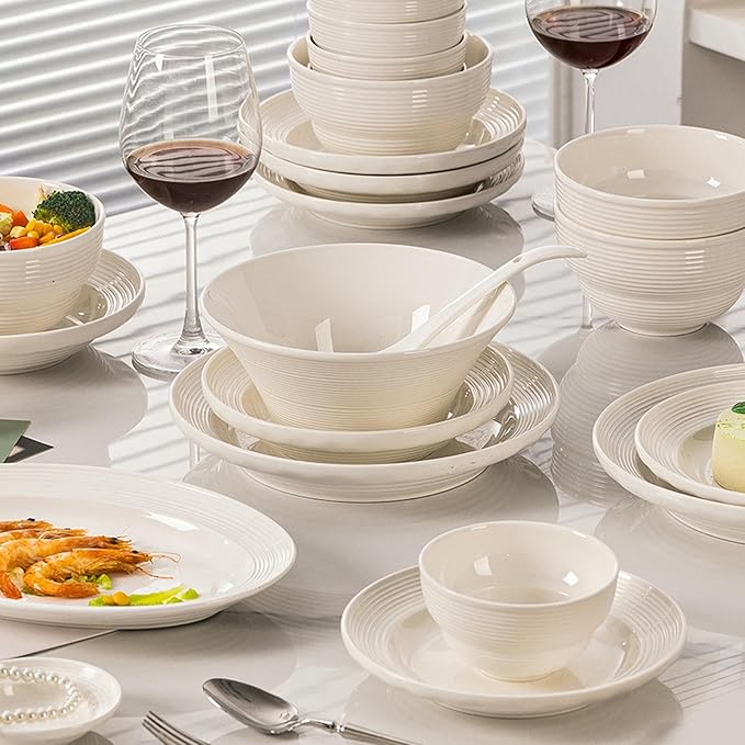 Nordic household simple and exquisite underglaze high-temperature resistant pure white ceramic tableware-16-piece for 4 people.