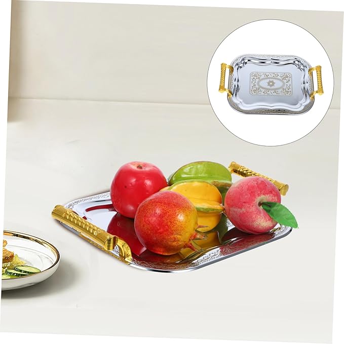 ABOOFAN Rectangular Serving Tray Handles Fruit Tray Platter Candy Organizer Delicate Fruit Plate for Party