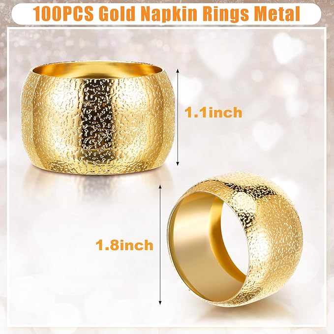 Lallisa 48 Pcs Gold Napkin Rings Bulk Metal Classic Brass Napkin Ring Holders Elegant Farmhouse Cloth Table Decorations for Tea Wedding Anniversary Birthday Dinners Party Supplies