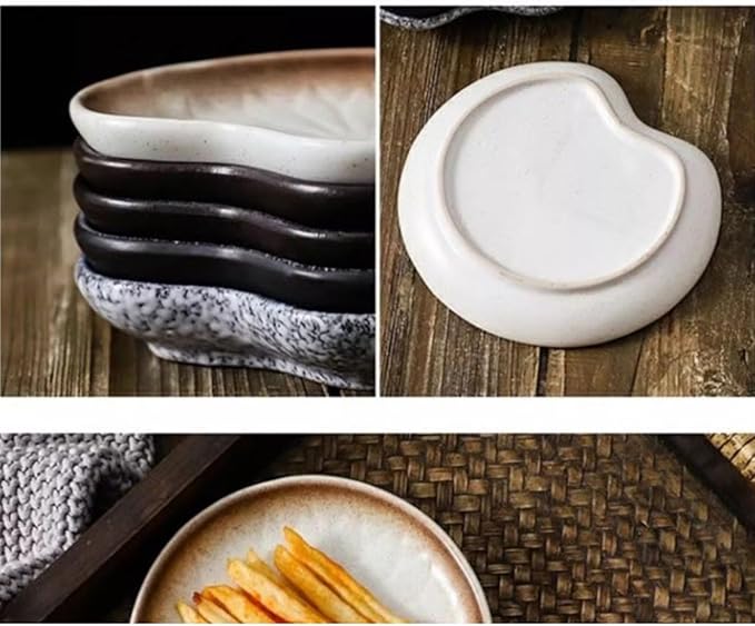 Sauce Dish Household Ceramic Plate Small Dish Plate Creative Dim Sum Plate Delicate Dip Plate Restaurant Tableware Snack Plate(E)
