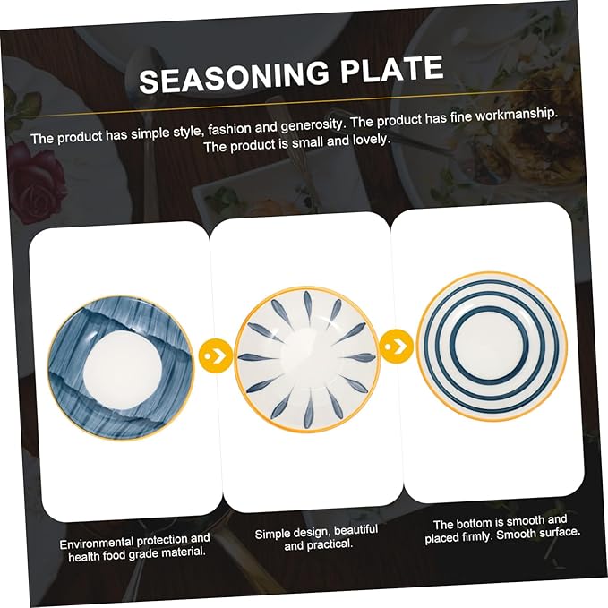 4pcs Assorted Color Ceramic Condiment Plates Japanese Style Seasoning Trays for Dipping Sauces Small Side Dishes and Appetizers for Home Restaurant Use