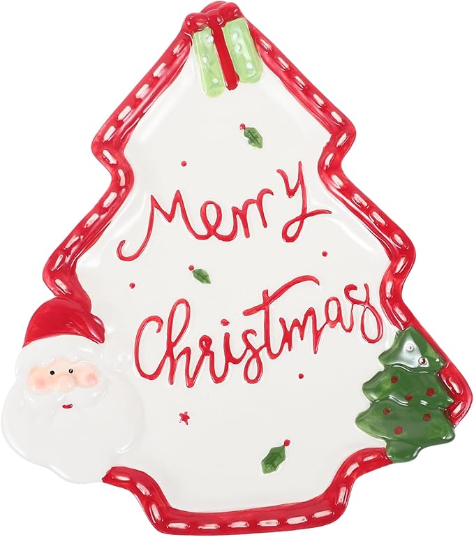 Christmas Tree Ceramic Plate Versatile Dipping Dish for Condiments Fruits Nuts Unique Holiday Serving Platter for Festive Table Settings