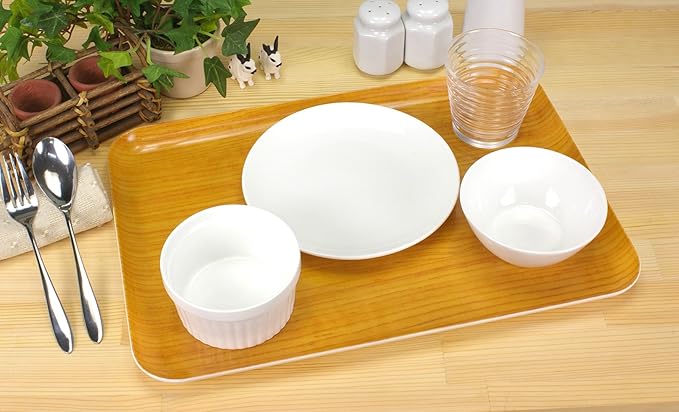 Tatsu Craft NR Luncheon Tray, Large, Wood Grain, Natural, Non-slip, Microwave Safe Tray, Fashionable Plastic, Large and Small, Non-slip, Non-slip, Square, Rectangle, Interior, Woodgrain Pattern,