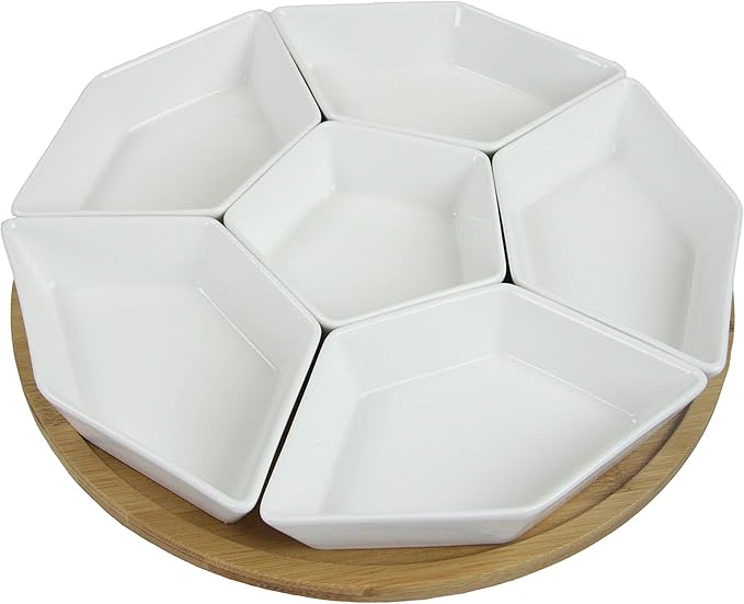 Elama Signature 12 Inch 7pc Lazy Susan Appetizer and Condiment Server Set