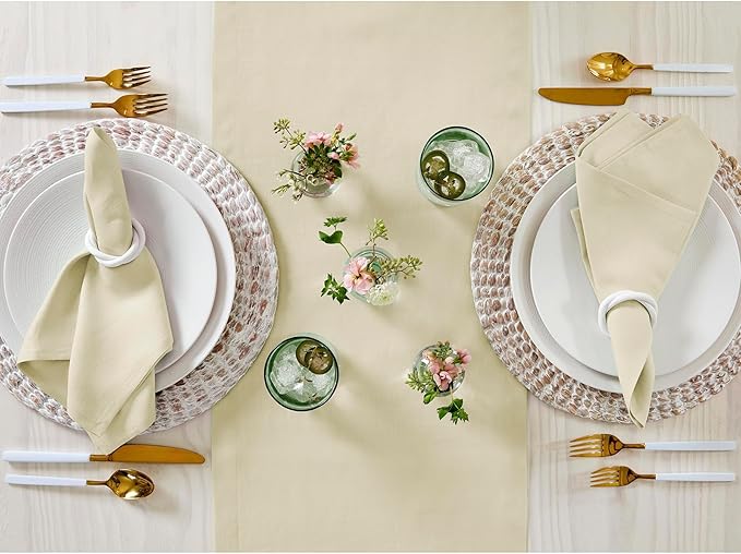 Solino Home Linen Table Runner 120 Inches Long - 100% Pure Linen Birch Table Runner 14 x 120 Inch - Fete