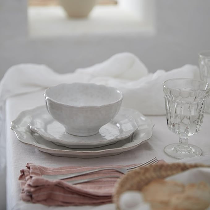 Casafina Ceramic Stoneware 5-Piece Place Setting Service for 1 - Impressions Collection, White | Microwave & Dishwasher Safe Dinnerware Set | Food Safe Glazing | Restaurant Quality Tableware