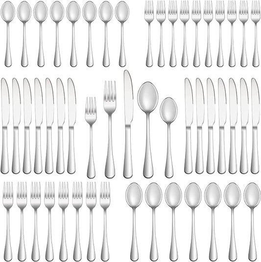 60 Piece Silverware Set Service for 12,Premium Stainless Steel Flatware Set,Mirror Polished Cutlery Utensil Sets,Durable Home Kitchen Eating Tableware Sets,Include Fork Knife Spoon,Dishwasher Safe