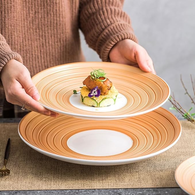 SONGCHAO Party Supplies Western Dinner Plate, Steak Plate, Dish Plate, Household Salad Deep Plate, Ceramic Creative European Tableware Party Plates (Size : Large)