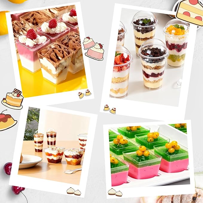 tchrules 450 Packs Dessert Cups with Lids, 5oz Mini Clear Plastic Dessert Cup Parfait Appetizer Cups for Serving Fruit Trifle Mousse Ice Cream and Pudding (450)