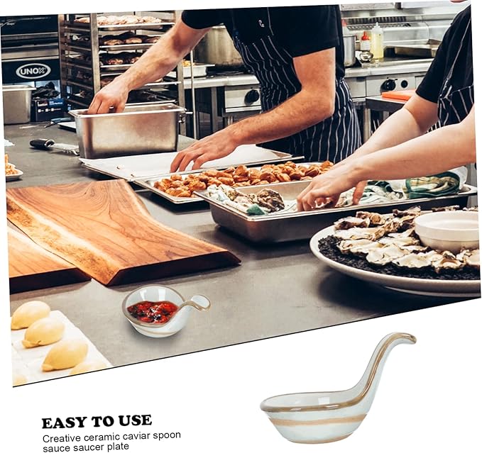 Cabilock 2pcs Creative Ceramic Sauce Dishes Caviar Spoon Seasoning Plate Truffle Flavored Bowl Material