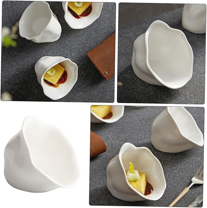 Flower-shaped Ceramic Appetizer Plate for Dipping Sauces and Seasoning Unique Snack Dish for Home and Restaurant Use Easy to Clean and for Everyday Meals