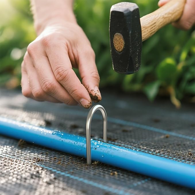 MySit 25 Pack 12 Inch Garden Stakes Heavy Duty 11 Gauge Galvanized Yard Staples U Pegs Fences Drip Irrigation Securing Stakes 1/2-Inch to 1-5/8-Inch Loop Stake for Anchoring Lawn Drippers Soaker Hose