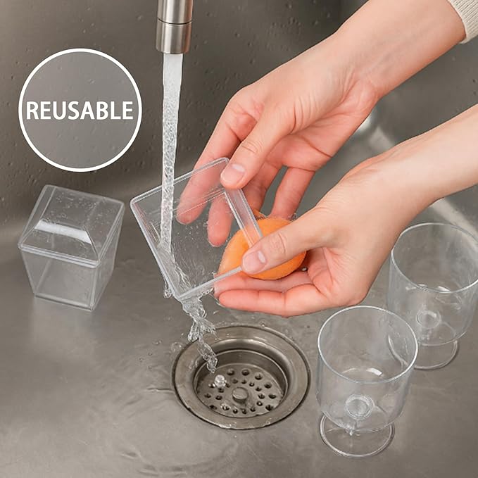 5 oz Dessert Cups with Lids and Spoons, 250 Pack Mini Transparent Appetizer Cups, Square Dessert Shooters Round Goblet Cups for Parfait Fruit Ice Cream Cake