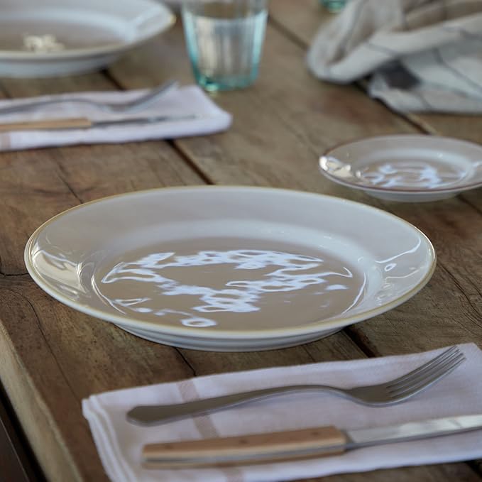 Costa Nova Ceramic Stoneware 11'' Dinner Plate - Beja Collection, White & Cream | Microwave & Dishwasher Safe Dinnerware | Food Safe Glazing | Restaurant Quality Tableware