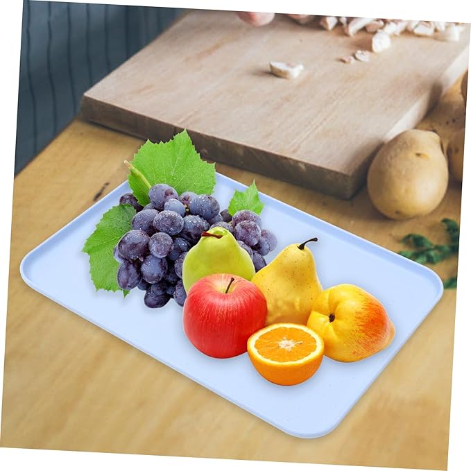 Cabilock 3pcs Rectangular Wheat Straw Serving Tray Food Serving Plate for Home Use for Fruits Bread and Snacks Stylish and Functional Design Material for Dining Room and Kitchen