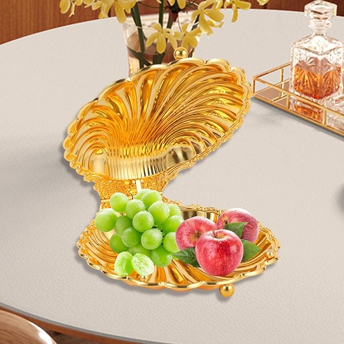 Fruit Bowl Serving Tray Decorative Bread Tray for Kitchen Counter Dessert, Gold L