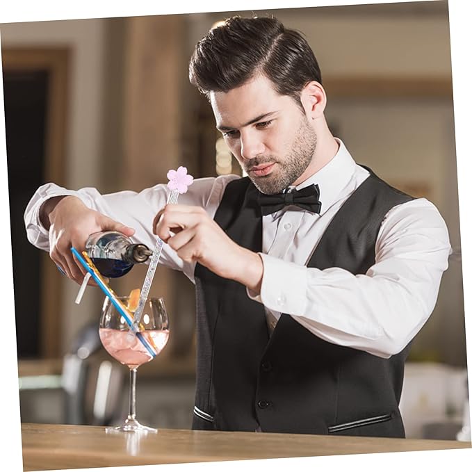 1pc Flower Design Glass Stirring Rod Heat Resistant Mixing Stick for Coffee Milk and Cocktails Elegant Kitchen Tool for Home and Bar Use