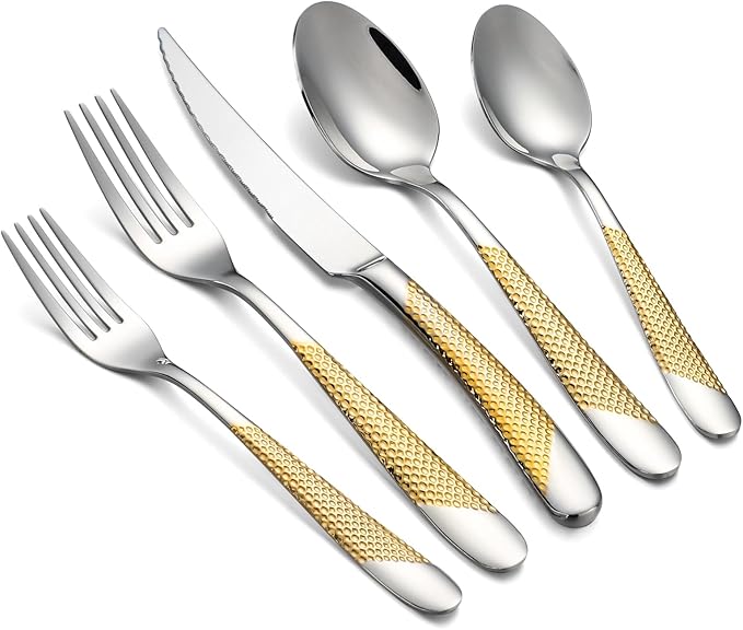 Silverware Set of 20 Stainless Steel Flatware Set Service for 4 Includes Knives Spoons Forks Kitchen Utensil Cutlery Sets For Home Kitchen Hotel
