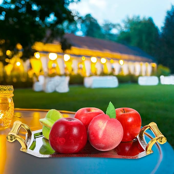 VOSAREA Elegant Carved Fruit Serving Tray Snack Dish Dessert Plate Food Tray for Desktop Wedding Fruit