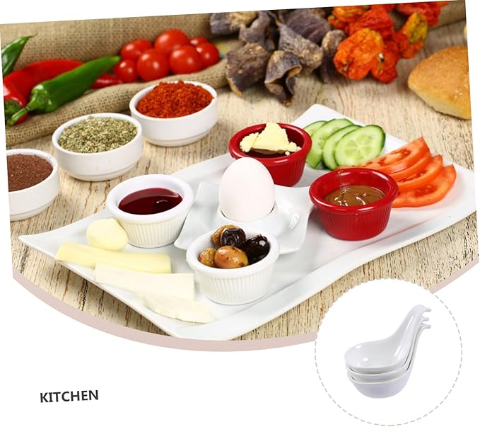 3Pcs Ceramic Appetizer Plates with Caviar Spoon Black Truffle Goose Liver Dipping Dish Stylish Seasoning Dish for Sauces Condiments for Modern Dining