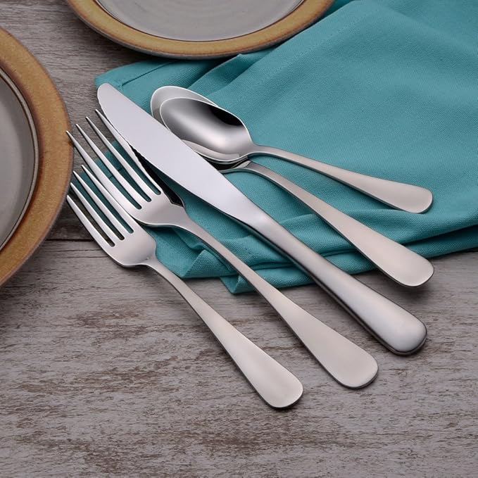 Liberty Tabletop Satin Annapolis 60 Piece Silverware Set Service for 12 Flatware Made in America USA
