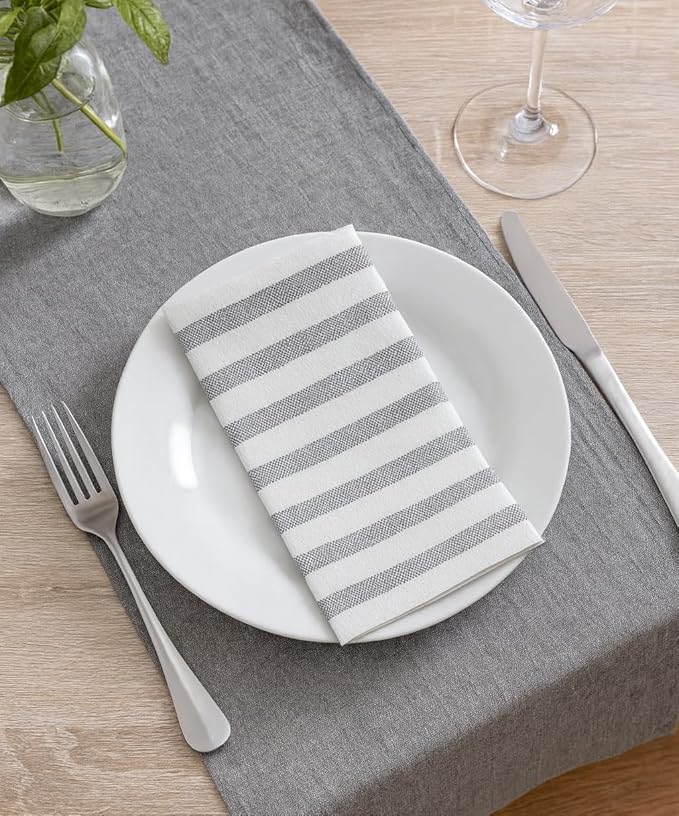 Made in Italy Linen-Feel Disposable Guest Towels - Premium Airlaid Cloth-Like Bathroom Napkins, Soft & Absorbent Luxury Hand Towels, Elegant Striped Dinner Napkins for Parties, Events, Bulk 500 Count