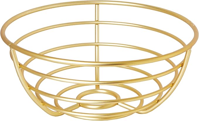 Spectrum Euro Gold Wire Fruit Basket for Kitchen Countertop Storage, Sturdy Steel Metal Wire Decorative Fruit Bowl for Fresh Produce Vegetables Bread & Snacks Modern Open Design for Airflow