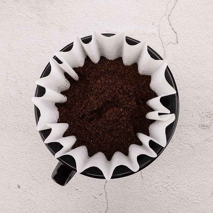 EUSOAR 1-4 Cup Paper Coffee Filters, Pack of 200 White Disposable Coffee Filter Basket Style, for Home Commercial Coffee Dripper and Brewers, Compatible for Single Pour Over and Drip Coffee Makers