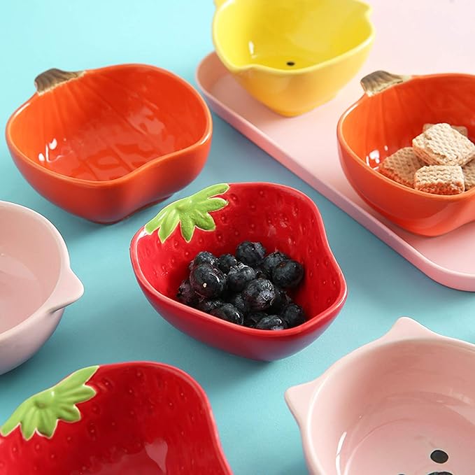 HEXEH Salad Plate Exquisite Fruit Shape Snack Dish Ceramic Soy Sauce Dipping Bowls Side Dishes for Snack Sushi Fruit Appetizer Dessert 2pcs Plastic Plate (Color : C)