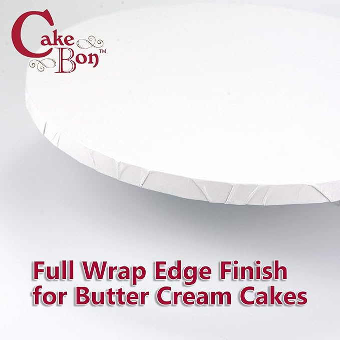 Cakebon Round Cake Boards - Sturdy 1/2 Thick Drums - 18 Inch Professional Fully Wrapped Edges White 3-Pack