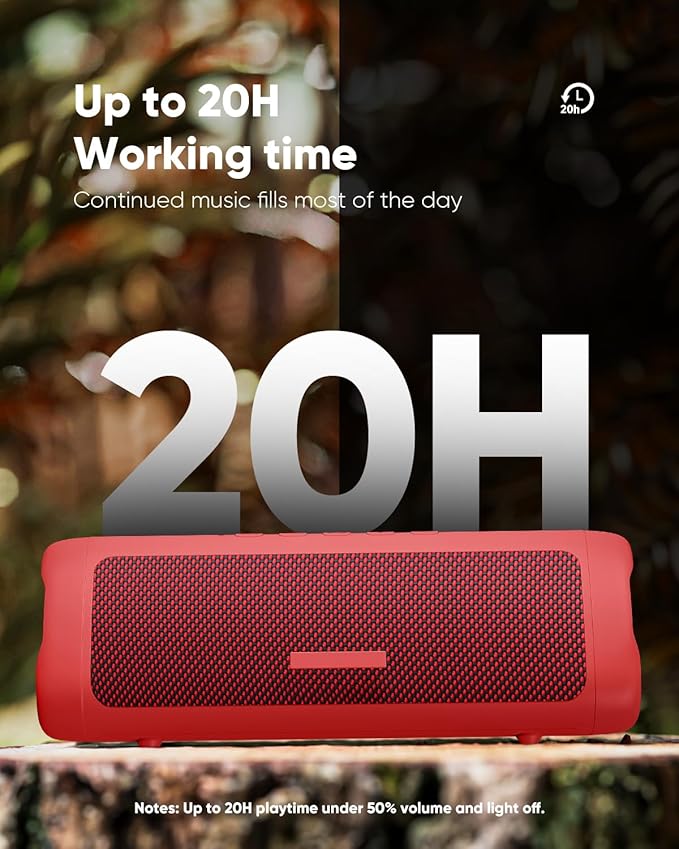Bluetooth Speaker Gifts for Men: Portable Wireless, IPX5 Waterproof, White Elephant Gifts for Adults, Stocking Stuffers for Teens Boy Girl, Up to 20H Playtime, TWS Pair, for Home/Party/Outdoor (Red)