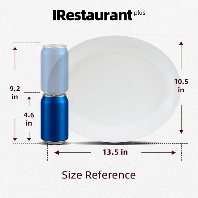 Stoneware Narrow Rim Commercial Grade Dinnerware, Bright White, Oval Platter 13.5" x 10.5", Case of 12