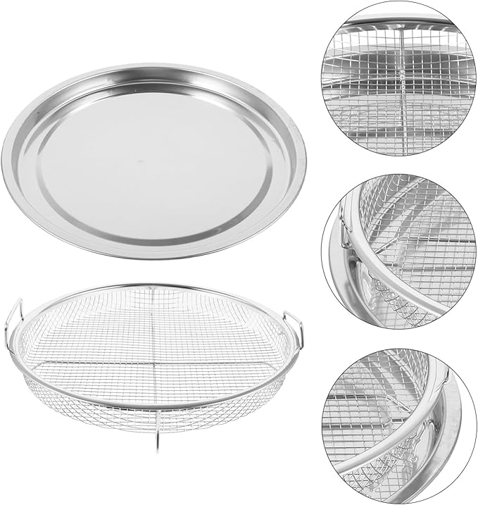 Kichvoe 1set Bbq Tray Grill Prep Meat Strainer for Outdoor Barbecue and Indoor Dining Serving Plate for Fried and Grilled Foods