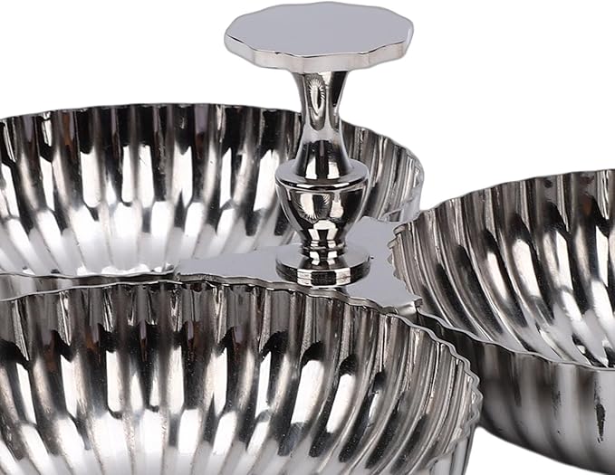 Zerodis 304 Stainless Steel Serving Plate Serving Trays 1 Silver Mirror Reusable Dessert Tray Fruit Bowl Snack Candy Plate Nut Server Platter for Home Kitchen Party 304 Stainless