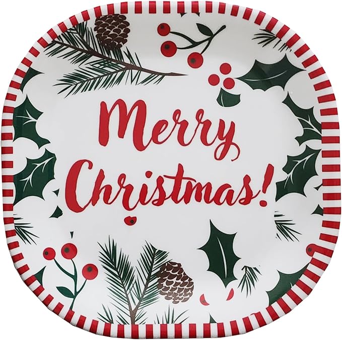 Kane Christmas 8-inch Melamine Appetizer Plates, Set of 4, for Dinner and Decorating, Salad or Dessert Dinnerware