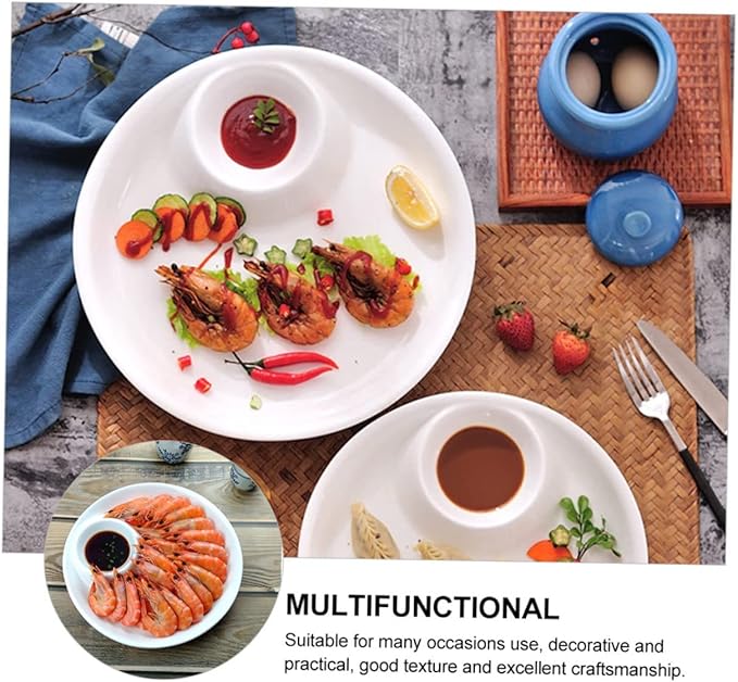 Kichvoe White Ceramic Serving Plate Simple Dessert Dish for Dumplings Sushi and Sauces Home Tableware Easy to Clean Elegant European Style