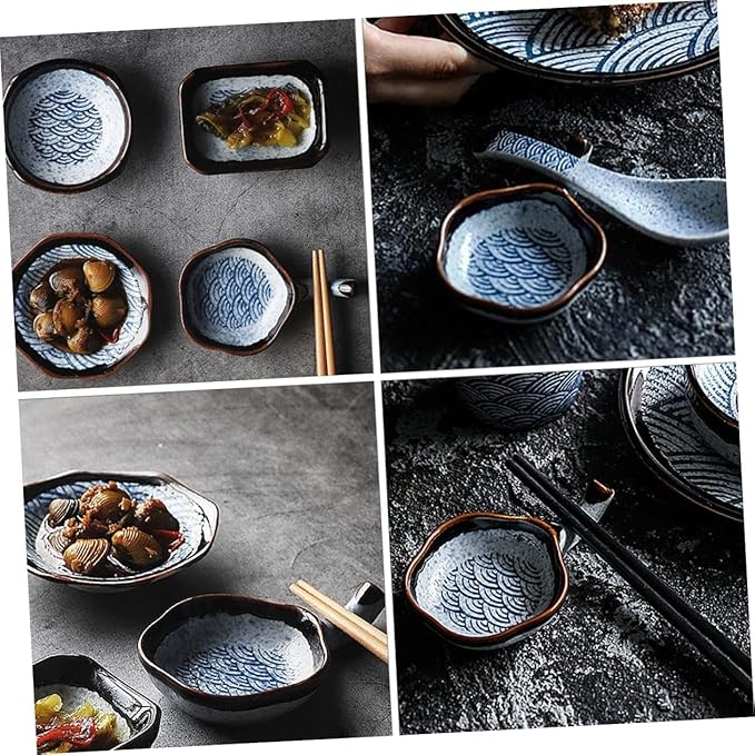 2pcs Japanese Dipping Dish Cutlery Tray Vintage Tray Dessert Trays Ceramic Chopsticks Holder Mini Sushi Tray Dip Dishes Sauce Plate Sauce Dipping Dish Ceramic Chopstick Rest
