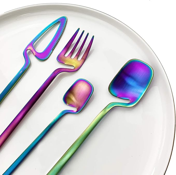 JASHII Mini Teaspoons Set Pack of 8 Stainless Steel Espresso Spoons for Coffee Sugar Dessert Cake Ice Cream Soup Antipasto Cappuccino, 5.3 Inch (Rainbow)