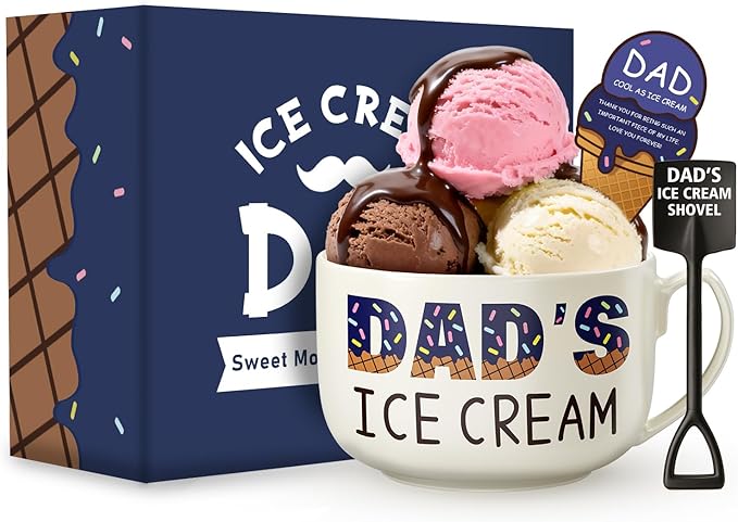 Dad Gifts for Christmas - Dad's Ice Cream Bowl and Shovel Set - Ideal Fathers Day Birthday Gifts from Daughter Son