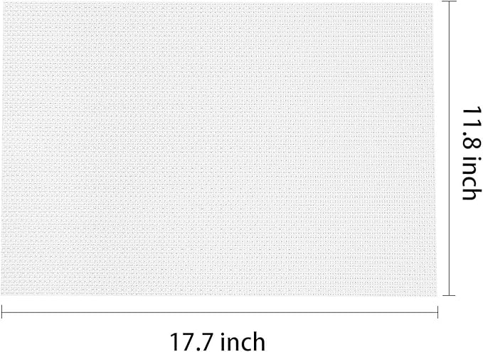 AHHFSMEI Placemats for Dining Table Set of 6 Woven Vinyl Plastic Place Mats Non-Slip Heat Insulation Stain Resistant Table Mats Washable Easy Clean Placemats (White)