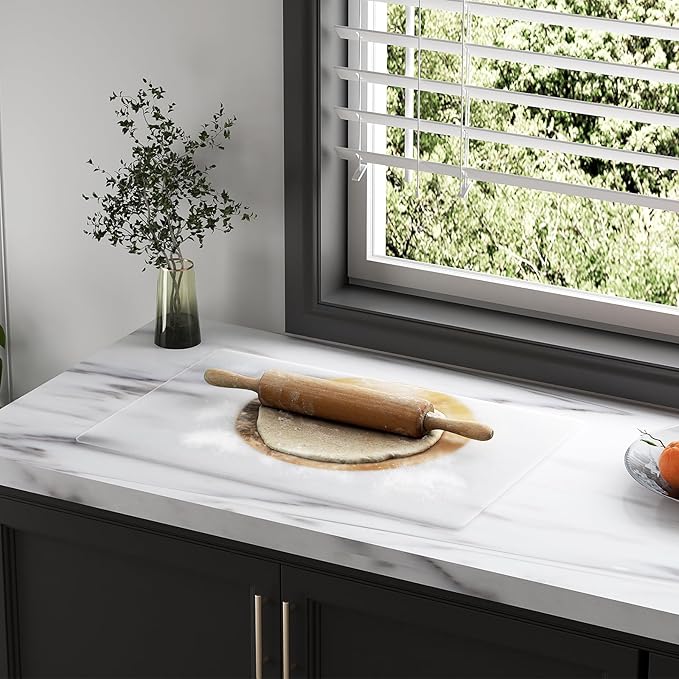 Silicone Counter Mat 40x60cm 2 Pack - High-Temp Resistant, Non-Slip Waterproof Pad for Kitchen Countertops, Sink & Stove (White Translucent)