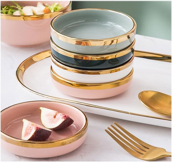 FAREWELL Dipping Bowls Dipping Bowl Set 5pcs Round Seasoning Plate Ceramic Small Bowl Dipping Sauce Dried Fruit Nut Candy Plate Appetizer Bowls (Color : D)