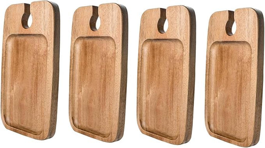 HouseVibe Appetizer Plate Cocktail Plate with Glass Holder Cheese Board Breakfast Tray for Home, 6 Inch Ceramic Plate with Stand- 4 Piece