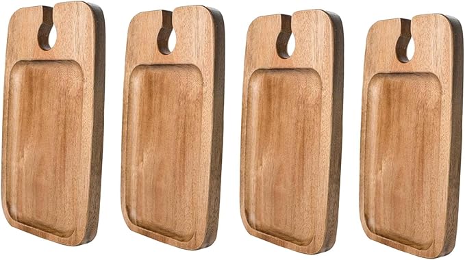 HouseVibe Appetizer Plate Cocktail Plate with Glass Holder Cheese Board Breakfast Tray for Home, 6 Inch Ceramic Plate with Stand- 4 Piece