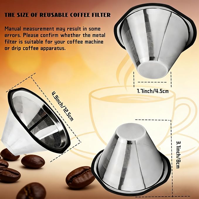 𝙐𝙥𝙜𝙧𝙖𝙙𝙚𝙙 Reusable Metal Filters for Kalita 185 Pour Over Coffee Drippers and OXO 8 Cup Single Serve Coffee Makers, Reusable Coffee Filter Long-Lasting, Cost-Saving, -3 Year Warranty.