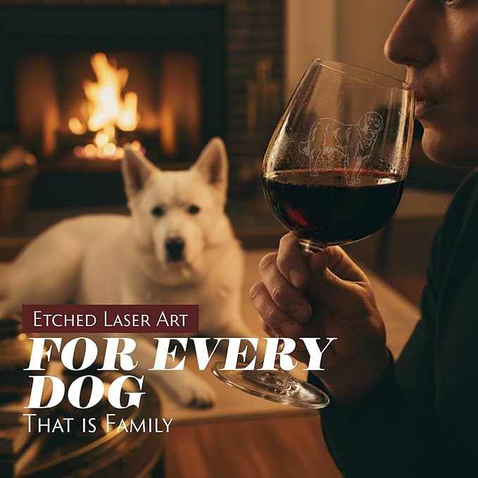 Etched Laser Art Akbash Personalized Dog Themed Etched 12.75oz Wine Glass Custom Dog Breed Wine Glasses, Ideal for Pet Lovers, Unique Birthday Gift for Men & Women, Personalized Gift