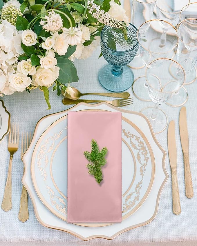CROWN GUIDE 12 Pack Gold Napkin Rings and Cloth Napkins Set of 6, 17x17 Satin Cocktail Napkins Bulk Table Napkins Holder for Wedding Reception Personalized Napkins Bridal Shower for Party Decorative