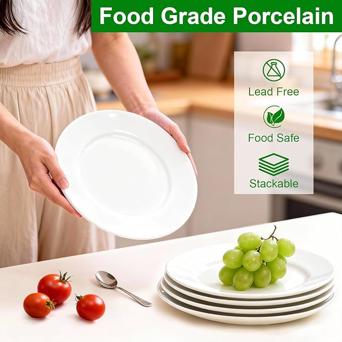 18 Pcs Porcelain Dessert Plates,6 Inch White Round Small Dinner Plate Set,Ceramic Serving Appetizer Plates for Cake Salad Dishes Bread Pasta,Dishwasher Safe and Microwave Safe