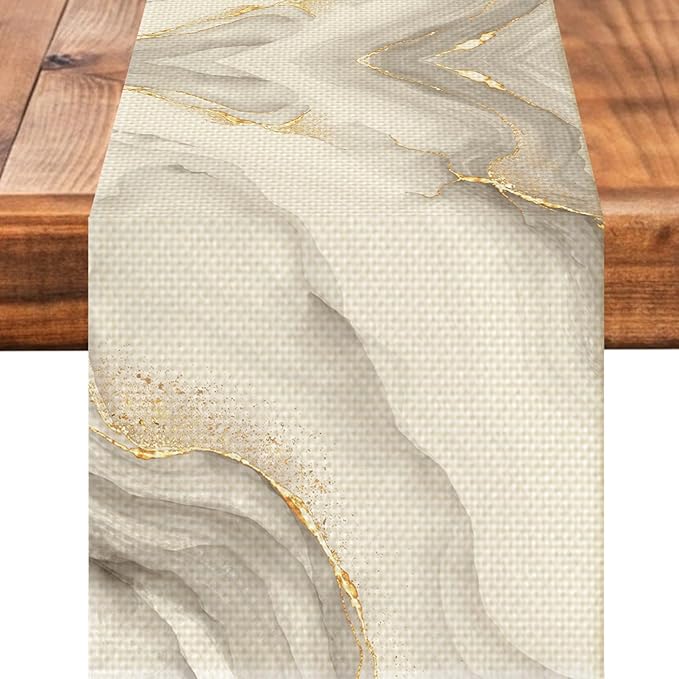 Modern Marble Table Runner Seasonal Holiday Kitchen Dining Linen Table Decoration for Indoor Outdoor Home Party Decor 13 x 72 Inch